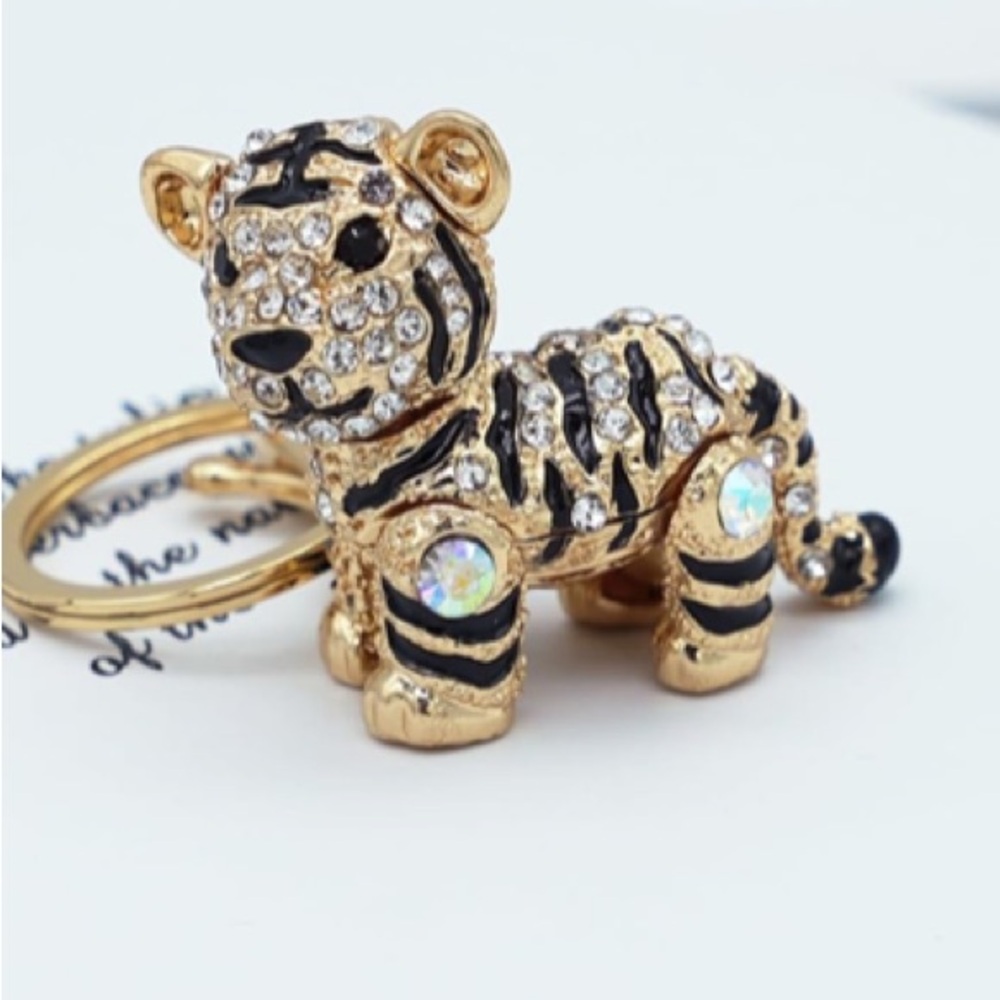 Tiger purse/bag charm keychain with crystals